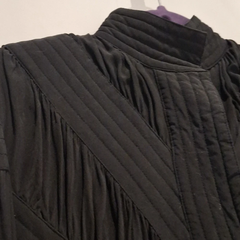 EJ Harper Black 100% Silk Patterned Patchwork Button Up Jacket Size S - Picture 2 of 9